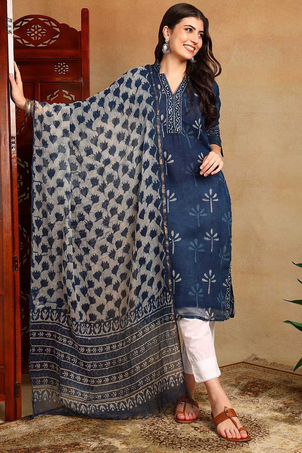 Indigo Blue Kota Doria Dupatta