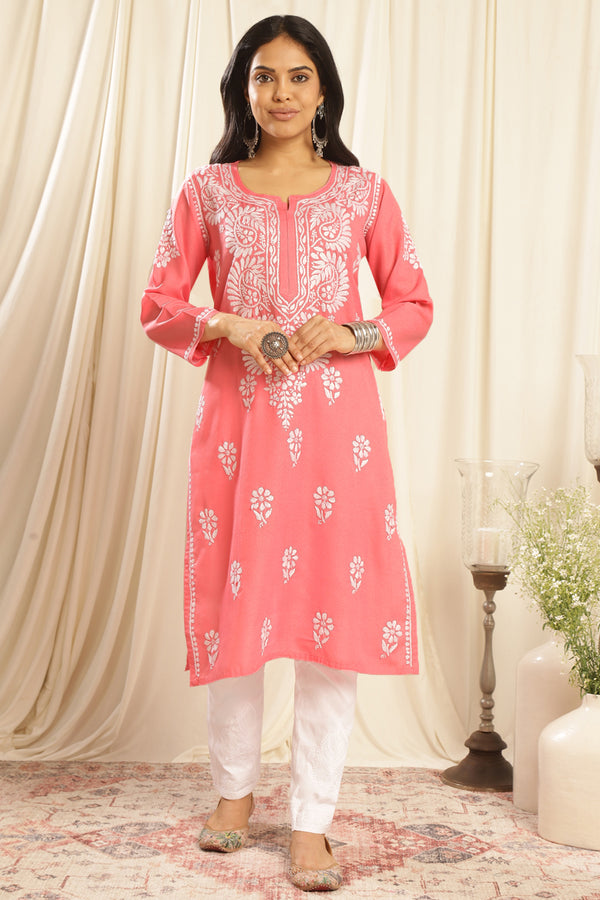 Crimson Modal Chikankari Kurta