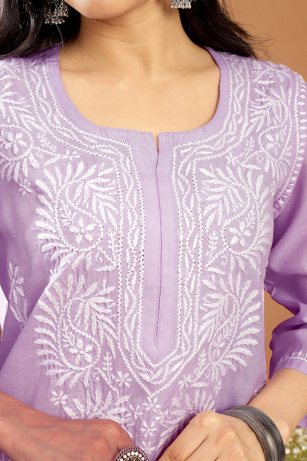 Lavender Modal Chikankari Kurta