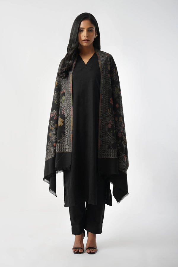 Taarini Black Woven Blended Silky Stole