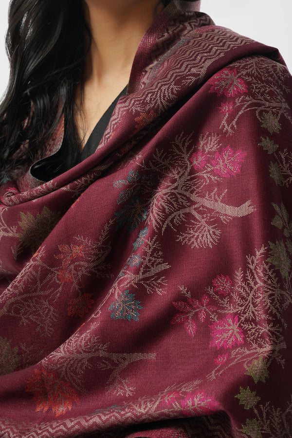 Taarini Maroon Woven Blended Silky Stole