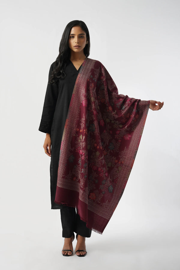 Taarini Maroon Woven Blended Silky Stole