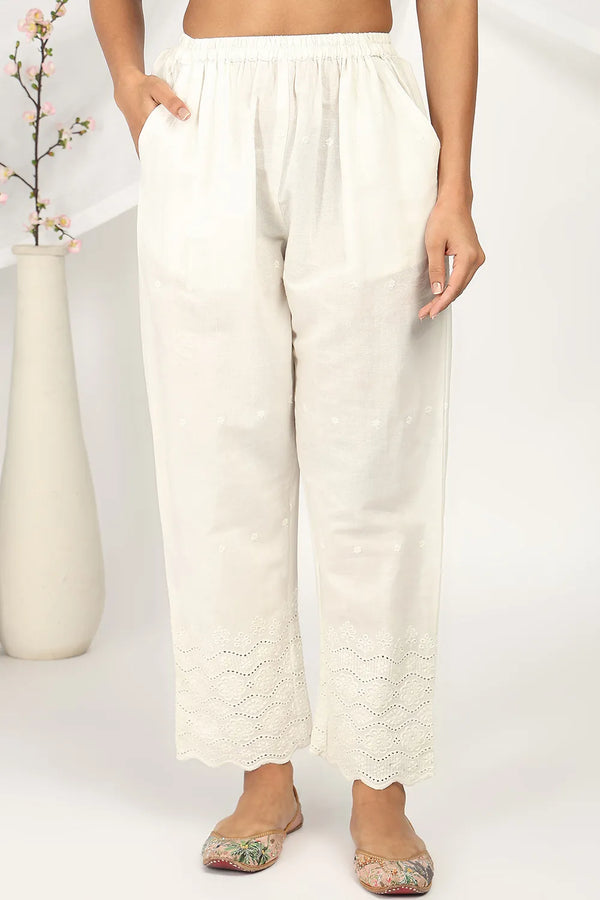 Cream Shiffli Farsi Pants