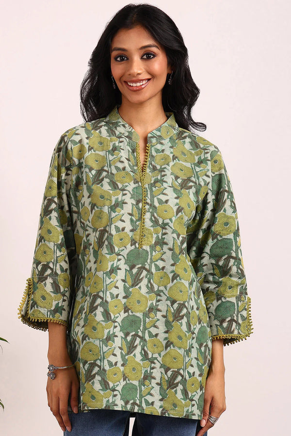 Olive Green Ajrakh Tunic