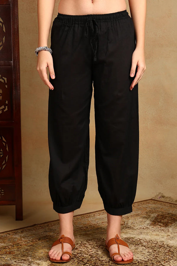 Black Soft Cotton Izhaar Pants