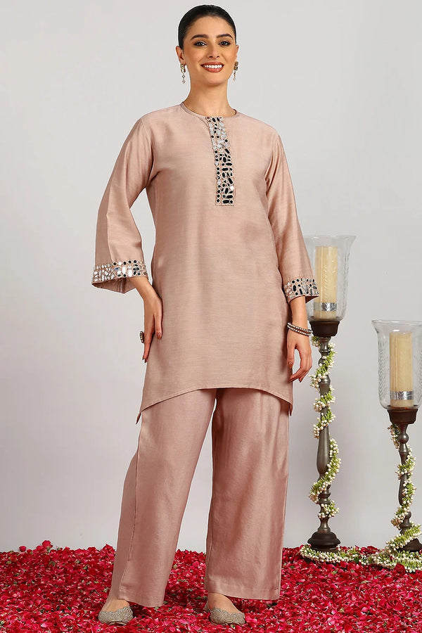 Brown Chanderi Silk Co-Ord (Set of 2)
