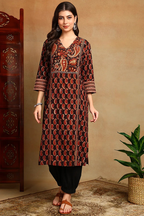 Black & Rust Daboo Printed Kurta