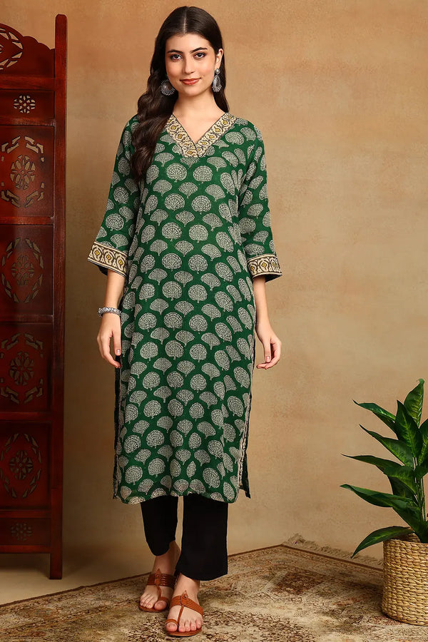 Green Kota Doria Kurta