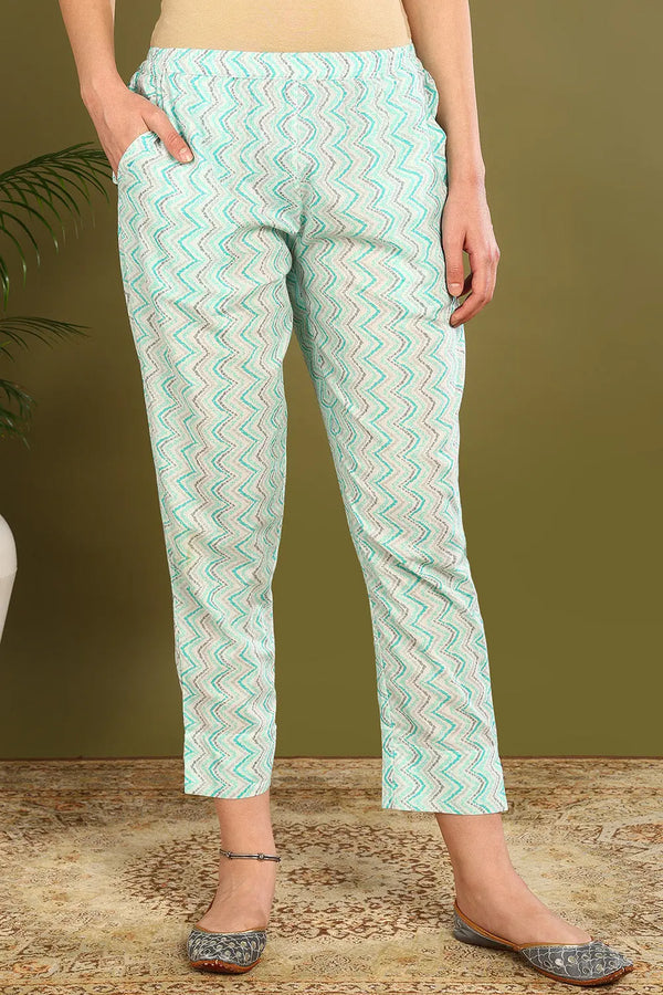 Green Printed Farsi Pants