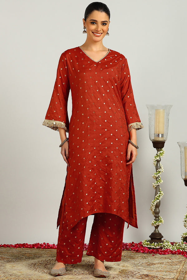 Rust Boota Mashru Silk Co-Ord (Set of 2)
