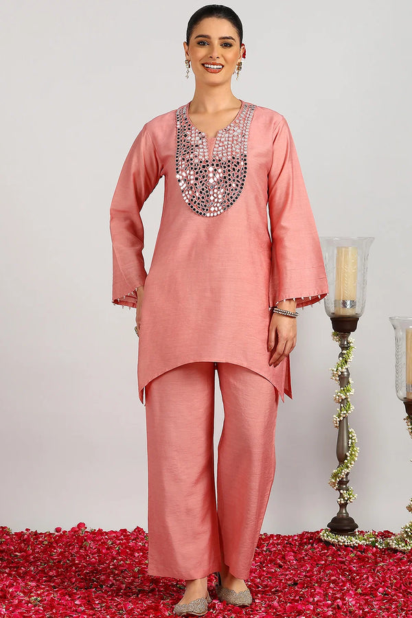 Crimson Chanderi Silk Co-Ord (Set of 2)