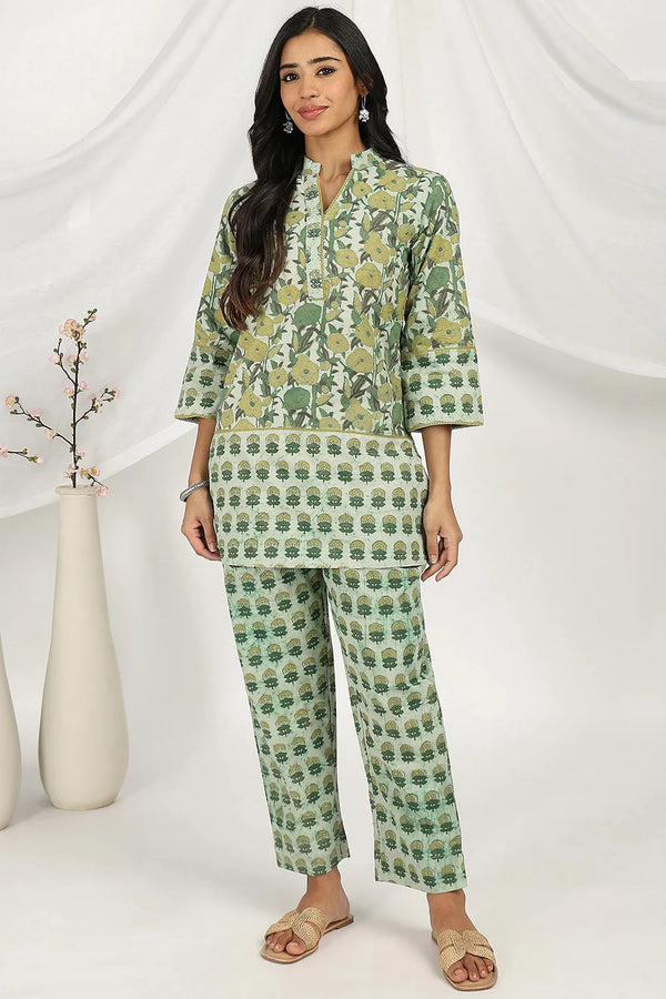 Green Ajrakh Co-ord Set