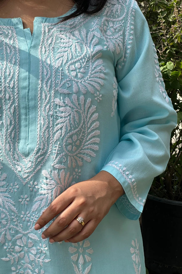 Blue Modal Chikankari Kurta