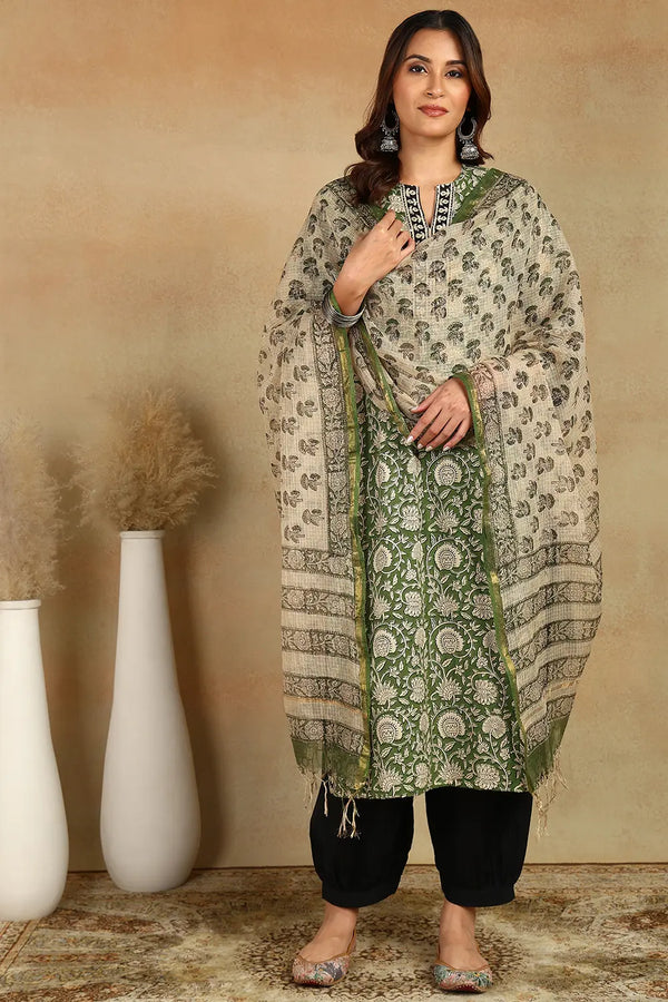 Green/Cream Kota Doria Dupatta