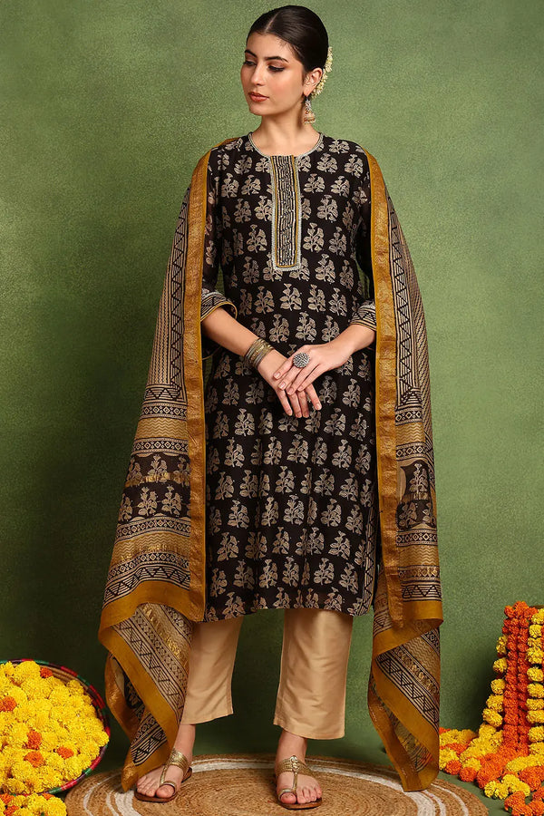 Black Chanderi Silk Dupatta