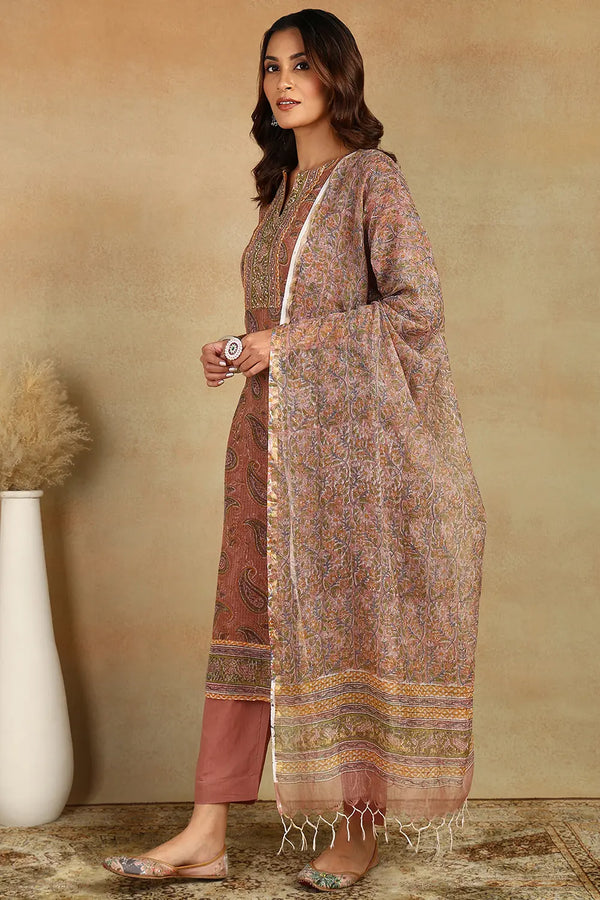 Brown Kota Doria Dupatta