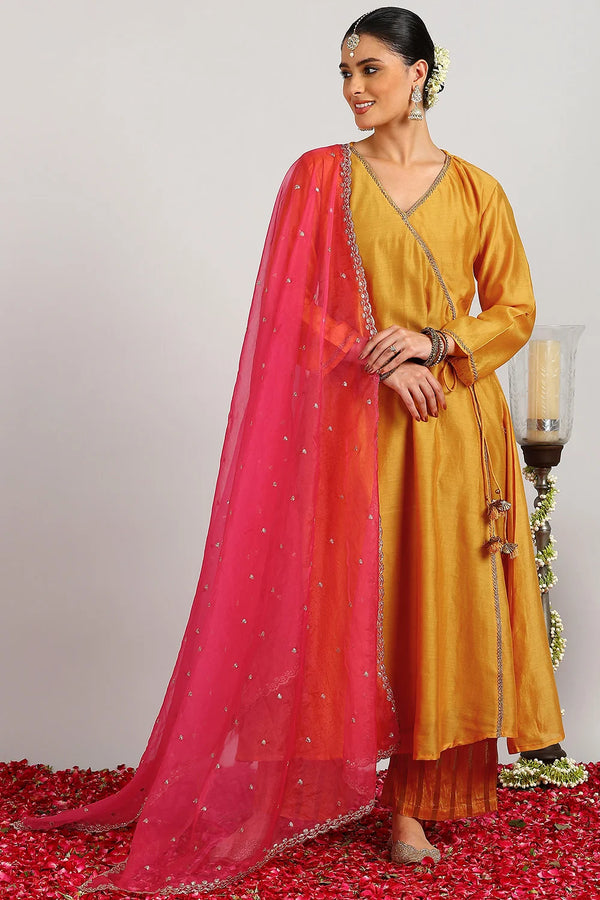 Fusia Pink Organza Dupatta
