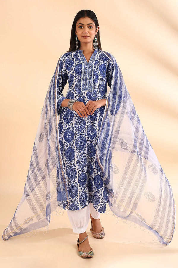 Blue Kota Doria Dupatta