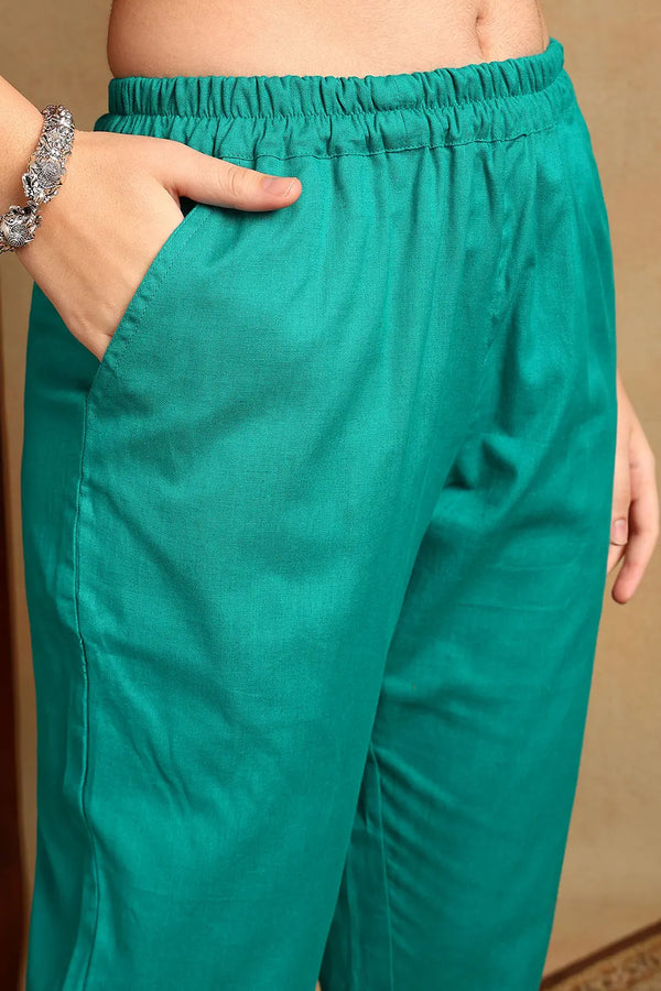 Teal Blue Flax Farsi Pants