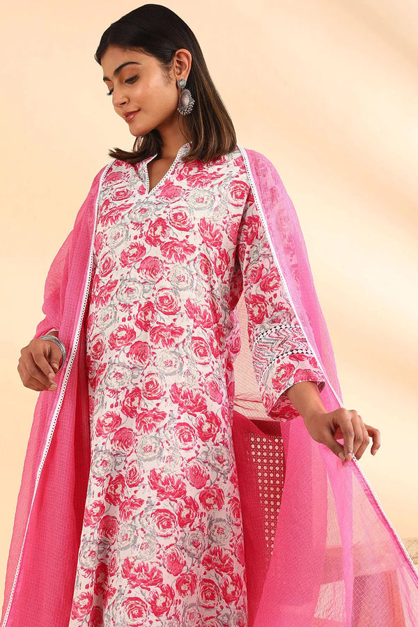 Pink Kota Doria Dupatta