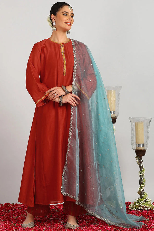 Sea Green Organza Dupatta