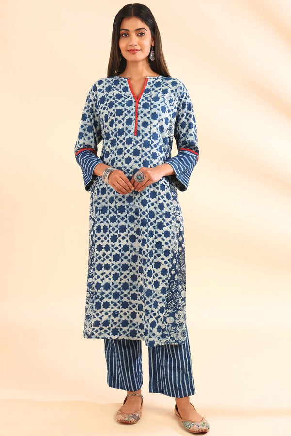 Indigo Blue Daboo Kurta