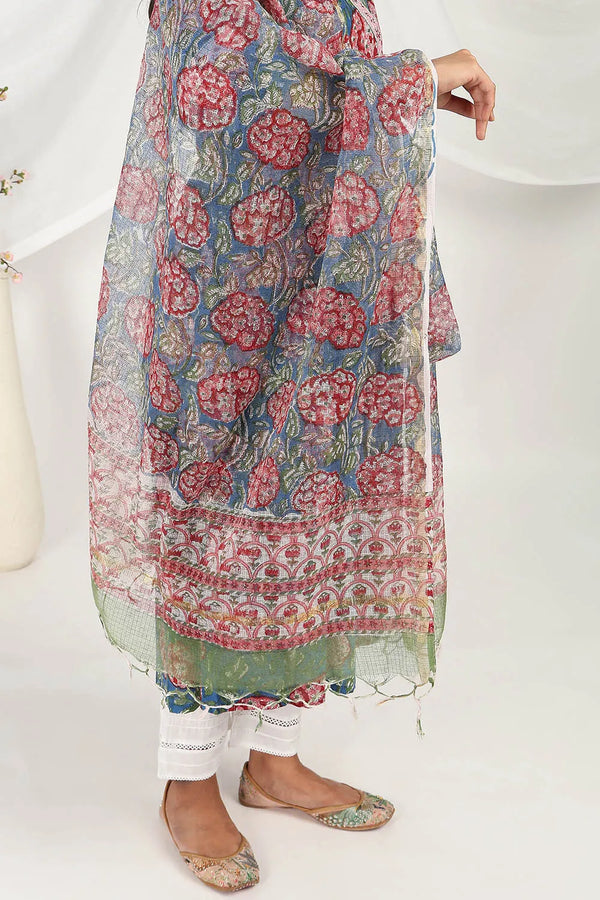 Blue Kota Doria Dupatta