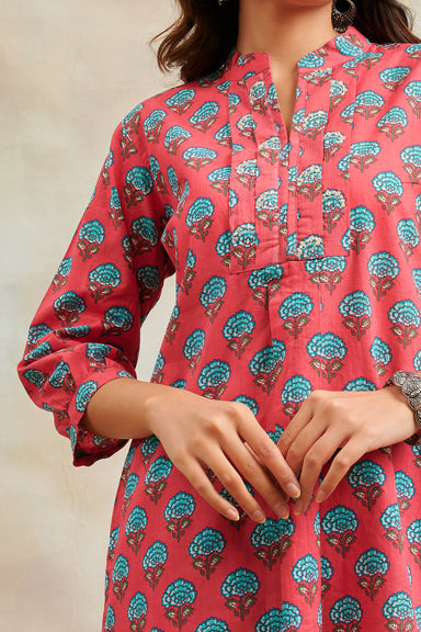 Fusia Pink Printed Cotton Tunic - Tahiliya