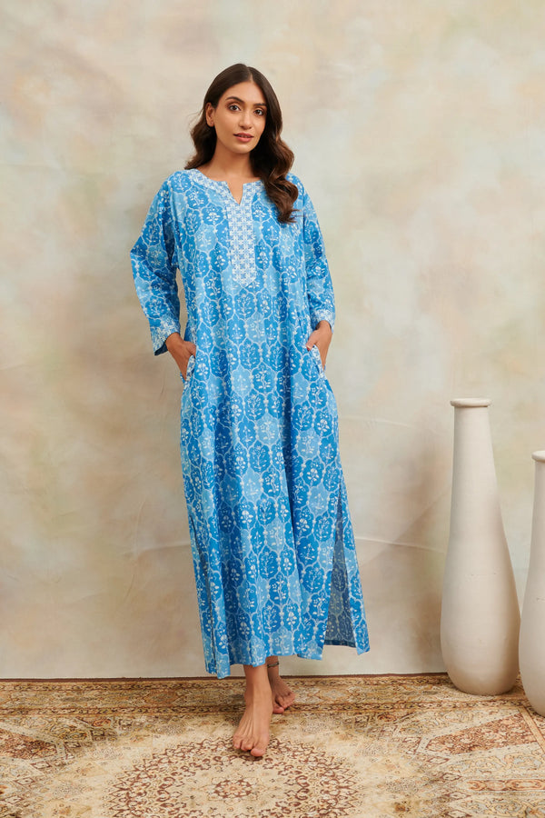 Blue Sanganeri Kaftan