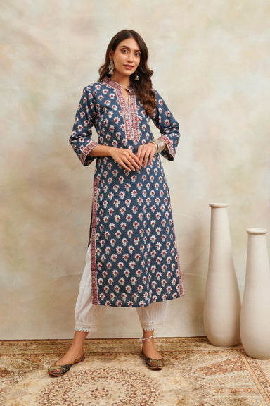 Buy Rangavali Cotton Sleeveless Kurta | Readymade Outfit Cotton Kurti for  Women | Dress for Ladies | Printed 1 Pcs | Indigo, 32, S at Amazon.in