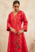 Red Gold Khari Printed Moonga Silk Angrakha Kurta - Tahiliya