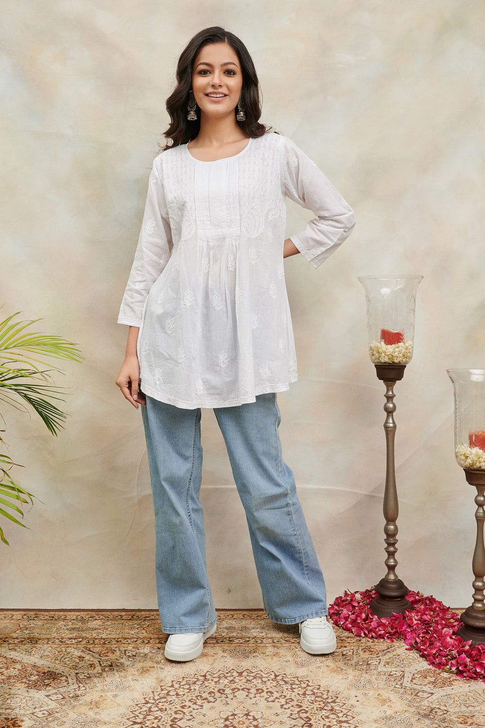 White Chikankari Cotton Tunic