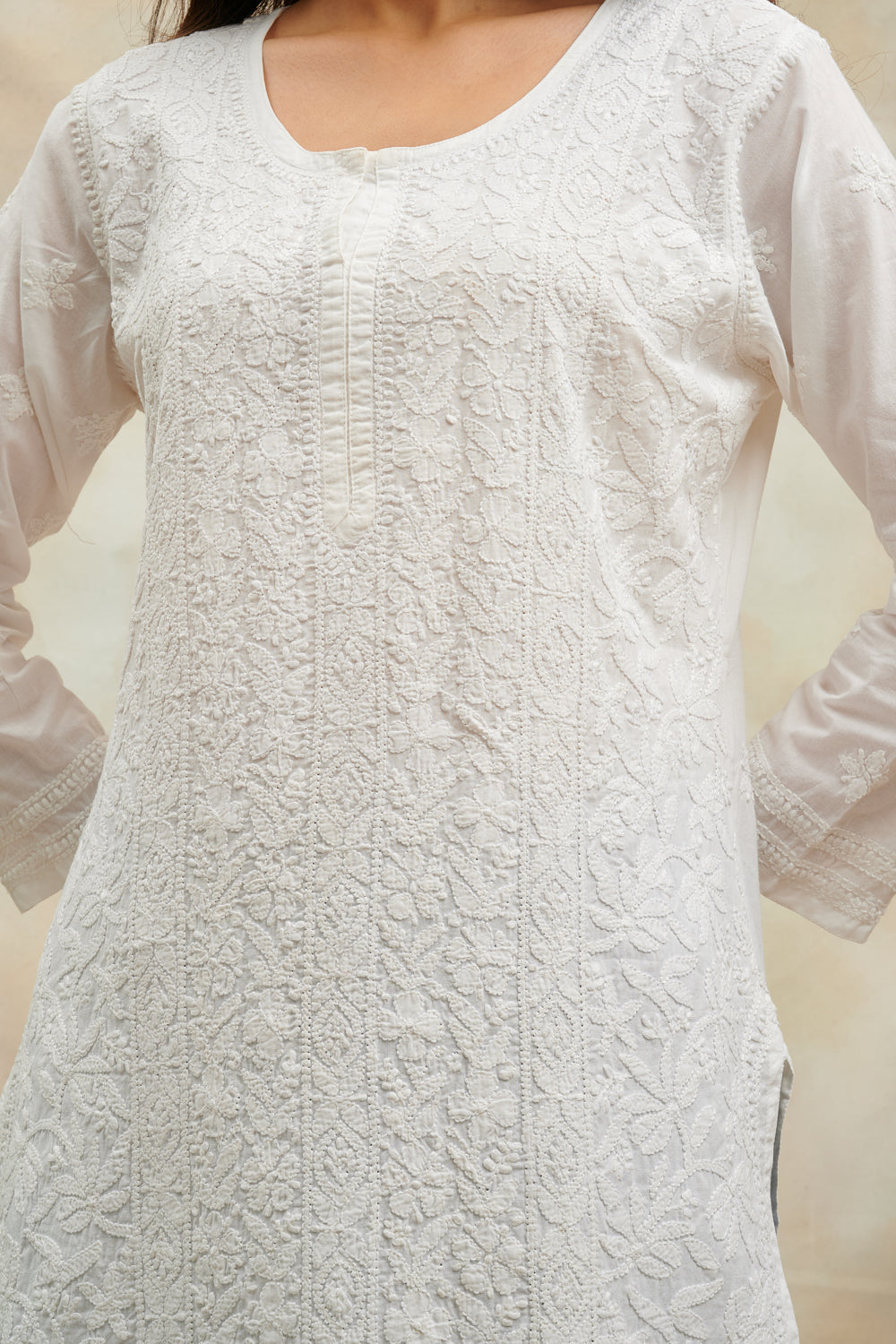 White Chikankari Cotton Designer Kurta