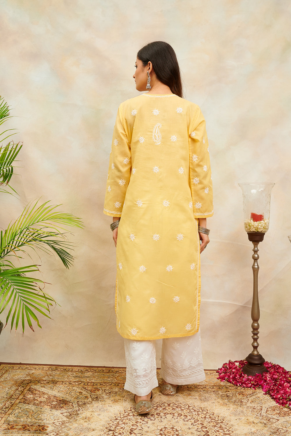 Yellow Chikankari Mul Cotton Designer Kurta