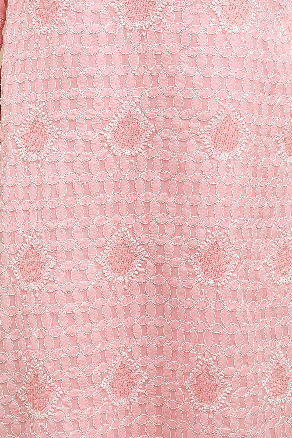 Pink Chikankari Mul Cotton Designer Kurta with Slip