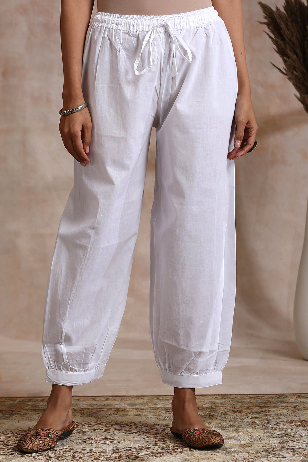 White Soft Cotton Izhaar Pants