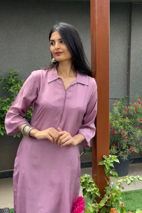 Mauve Muslin Silk Co-ord Set