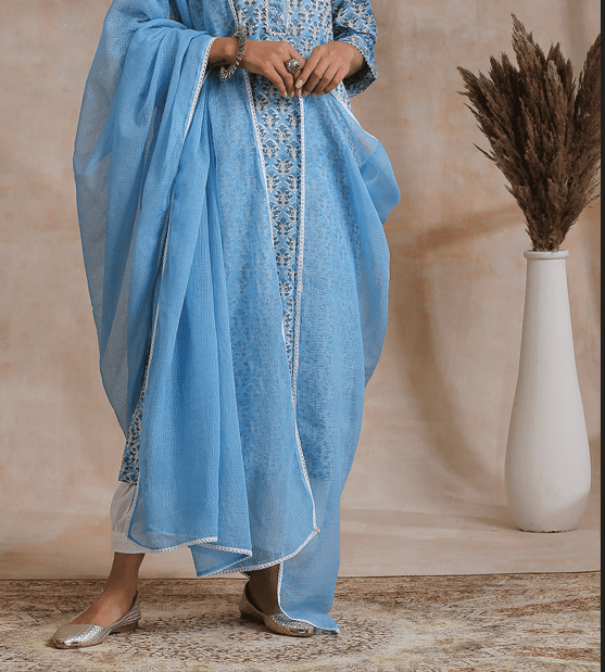 Sky Blue Kota Doria Dupatta