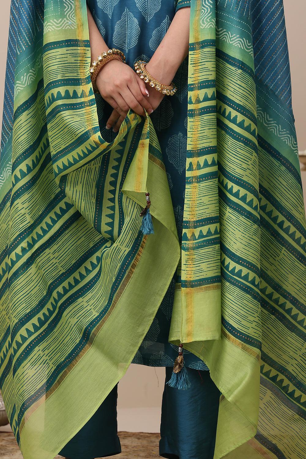 Buy House of Muher Ferozi Raw Silk Suit With Zari Embroidery for Women  Online  Tata CLiQ Luxury