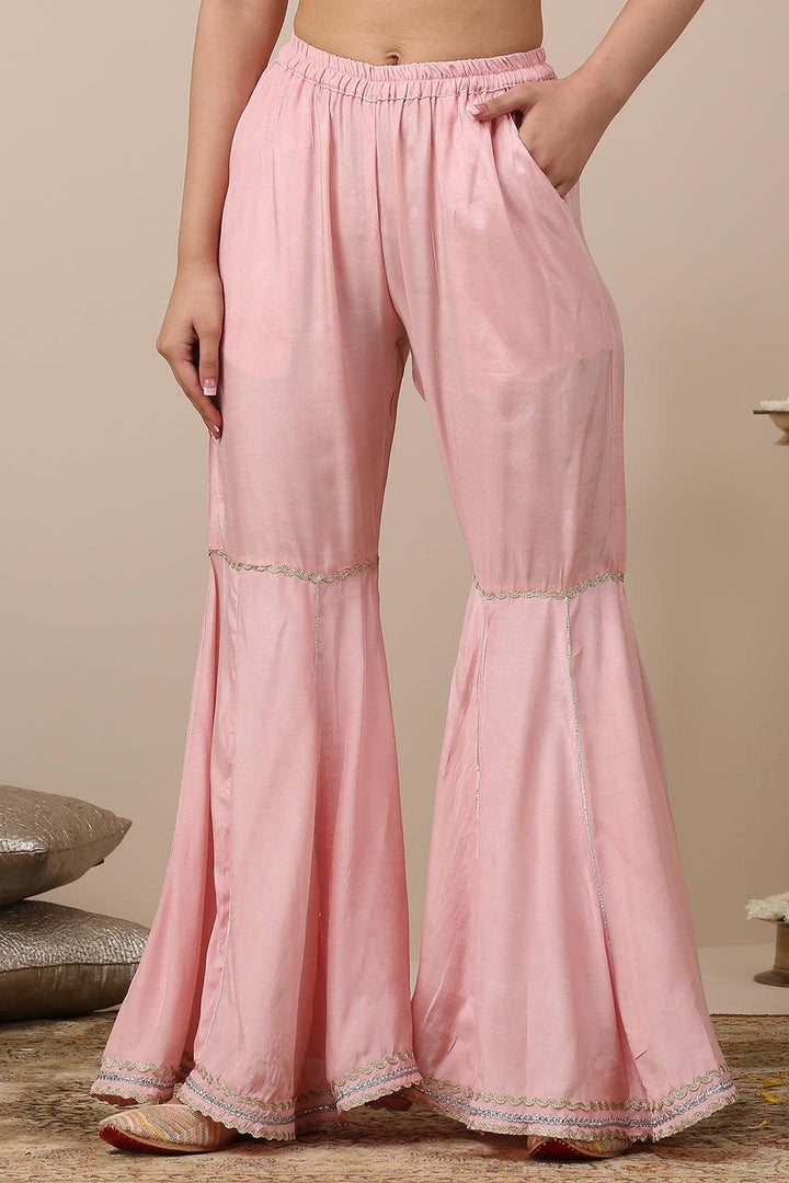 Pink Cotton Silk Sharara - Tahiliya