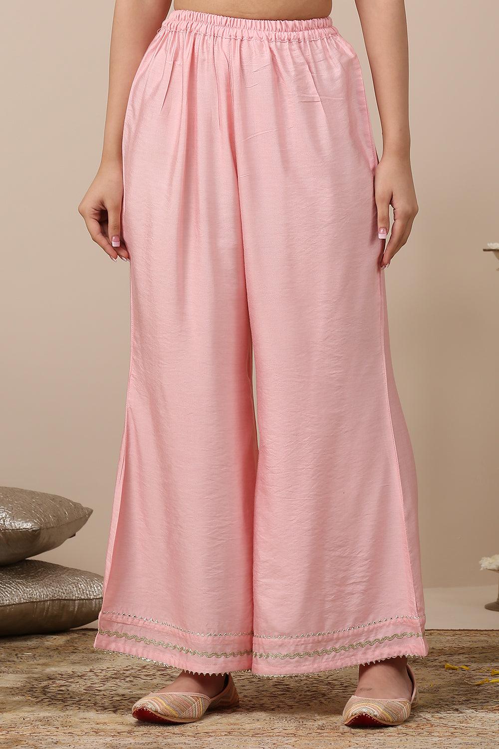 Pink Cotton Silk Palazzoes