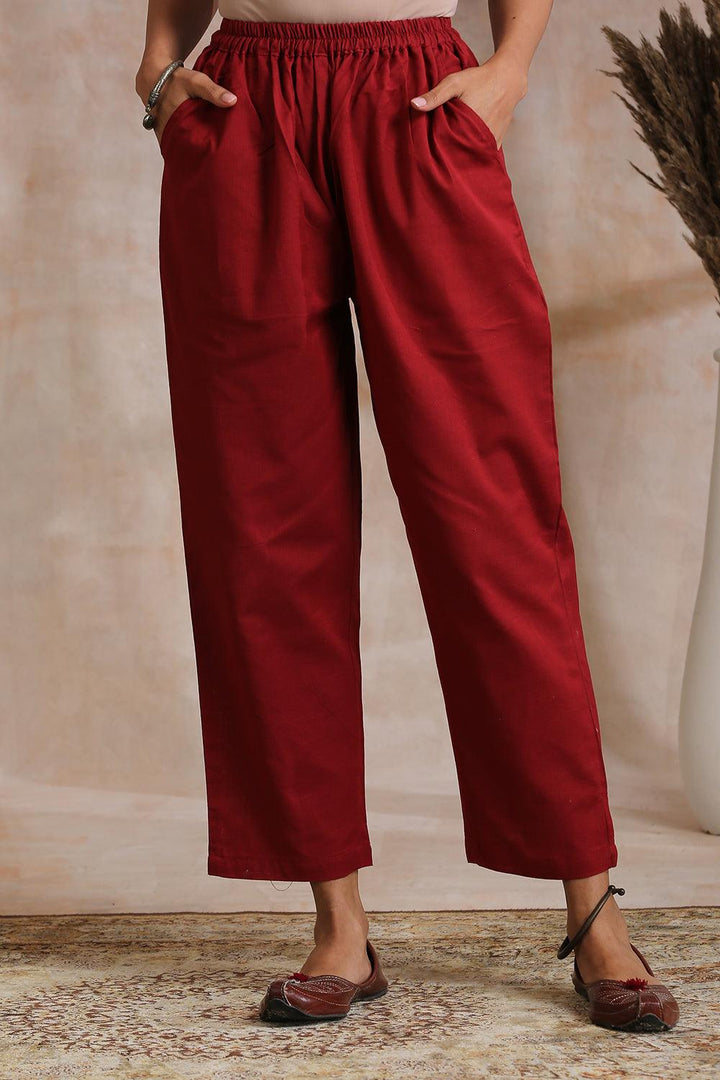 Maroon Flex Farsi Pants - Tahiliya