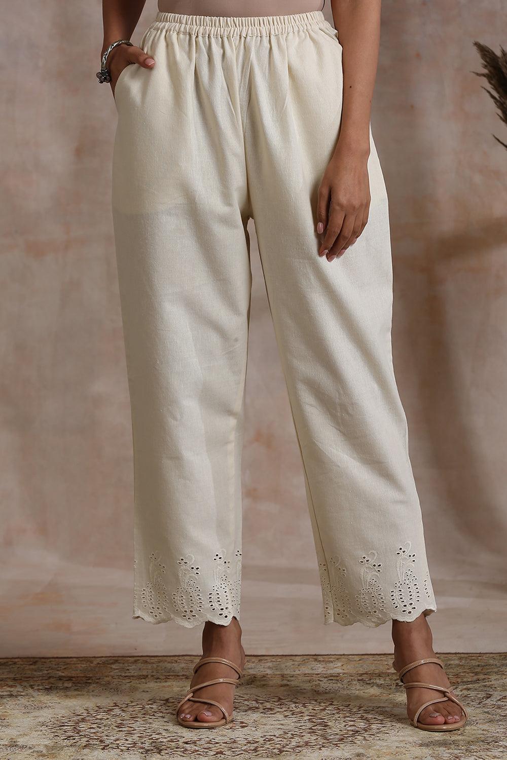 Cream Shiffli Farsi Pants