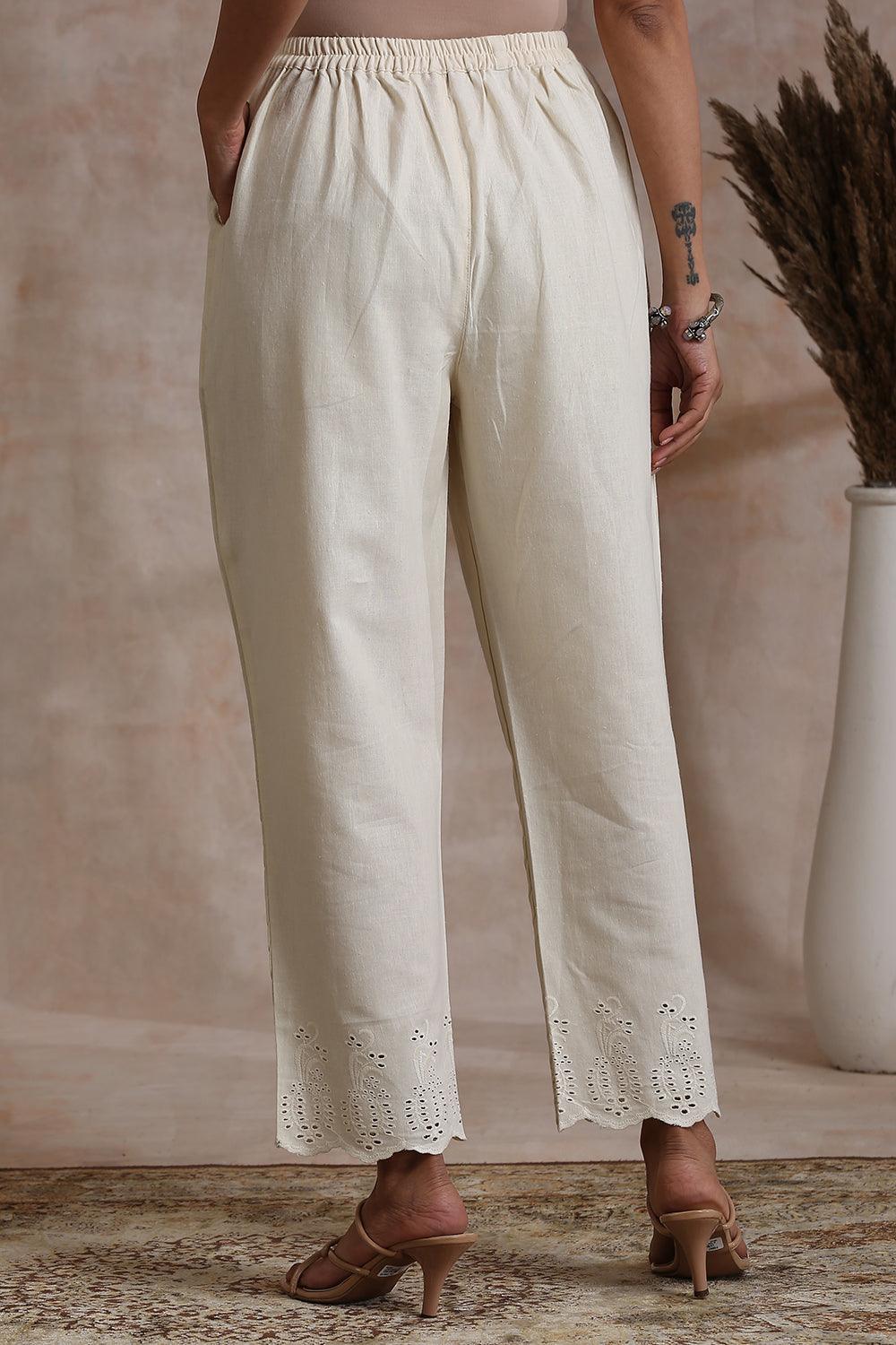 Cream Shiffli Farsi Pants