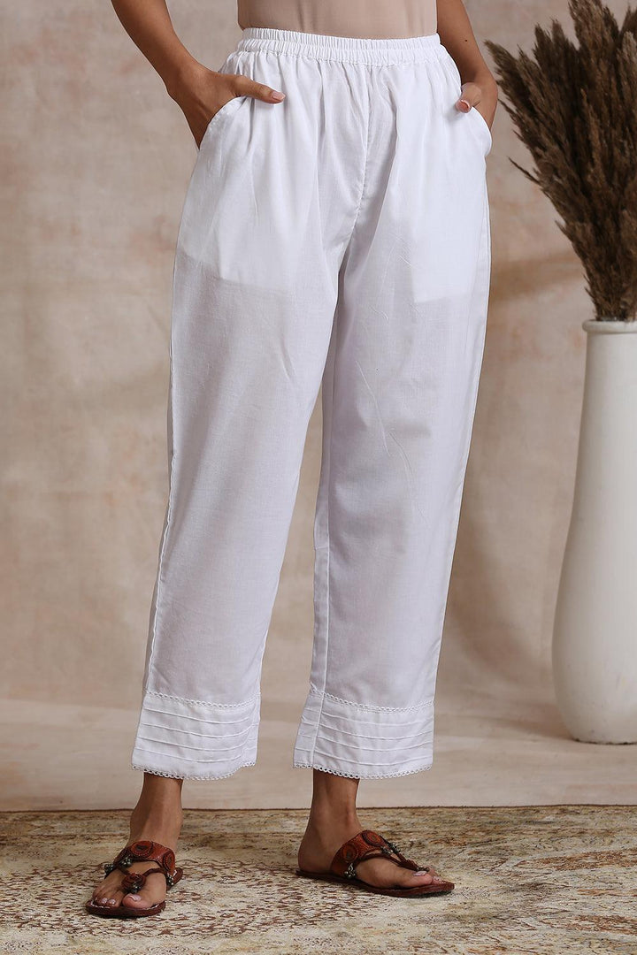 White Cotton Farsi Pants - Tahiliya