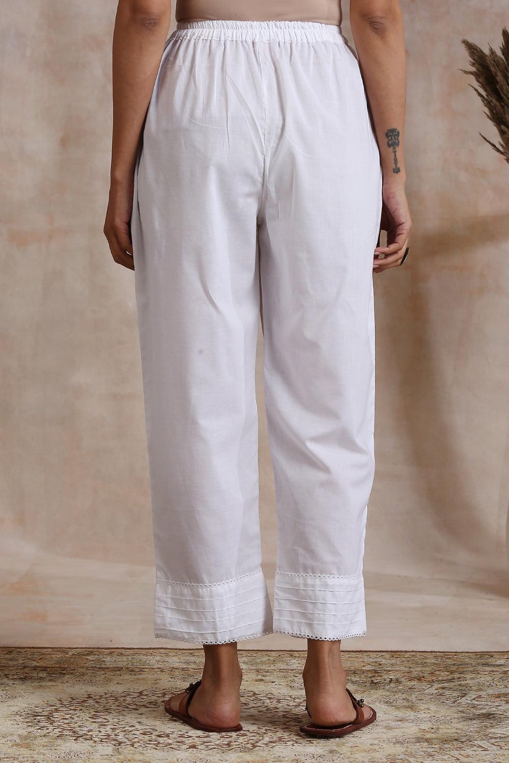 White Cotton Farsi Pants - Tahiliya