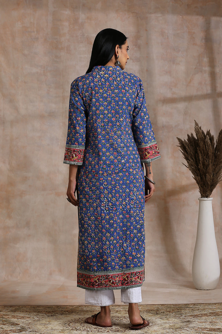 Royal Blue Hand Block Kurta - Tahiliya