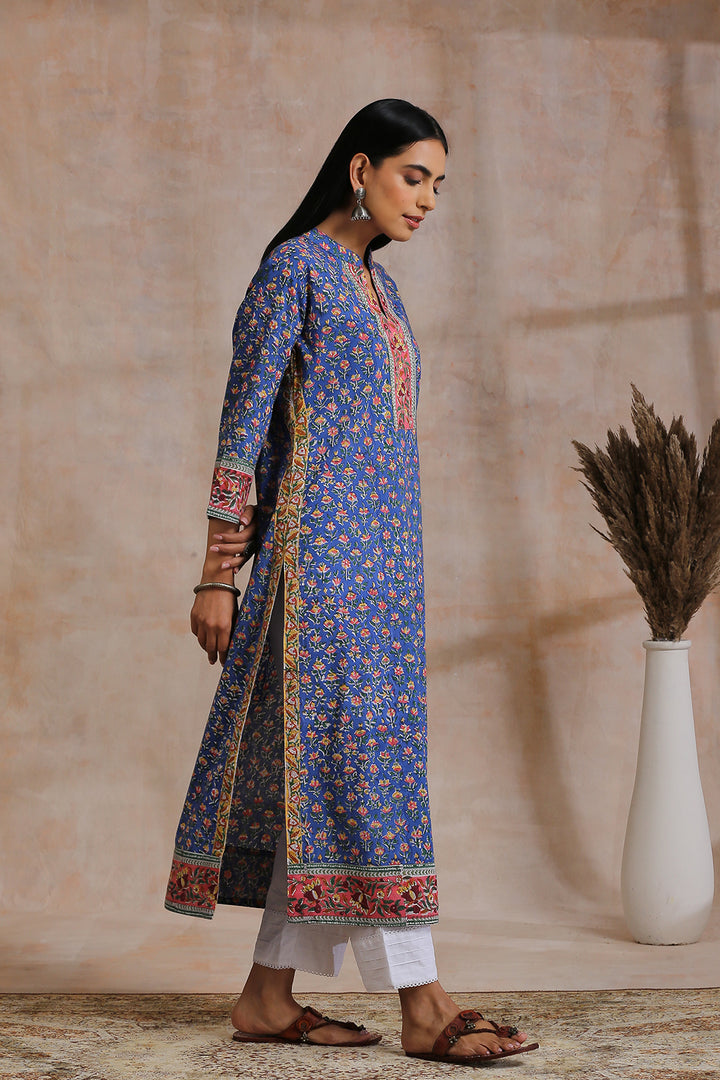 Royal Blue Hand Block Kurta - Tahiliya