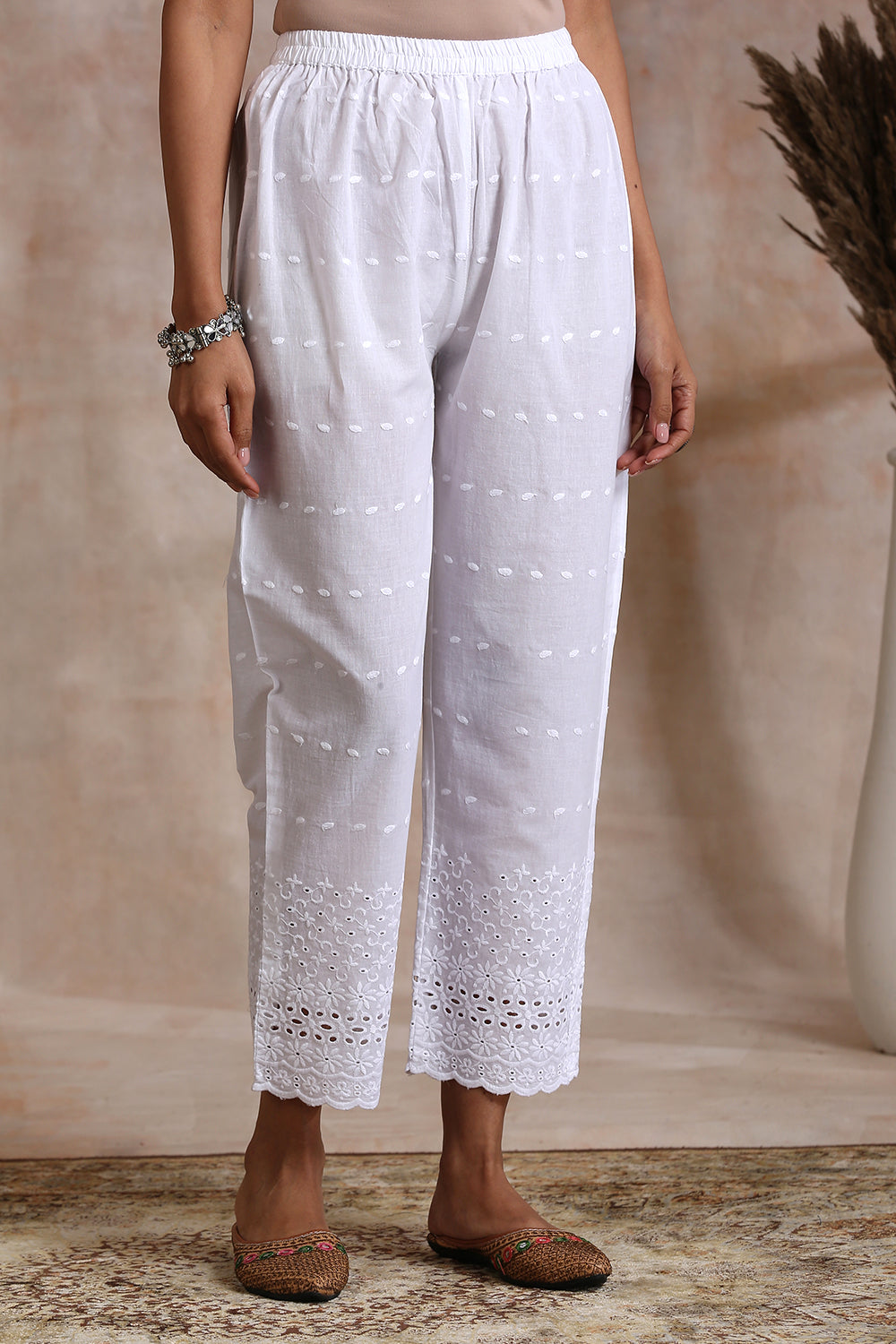 White Shiffli Farsi Pants