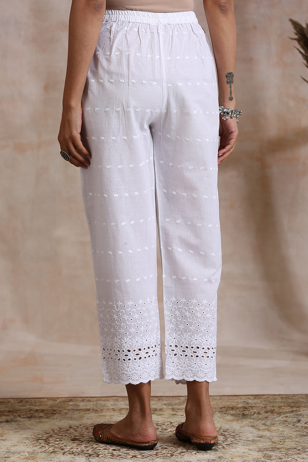  Rudrah Women Embroidered Bottom Pants Chicken Palazzo